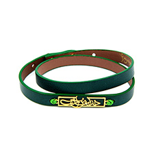 دارینا  | دستبند چرم و طلا- 2 دورنگی-سبز-کد 0611.1.9.0.3.01