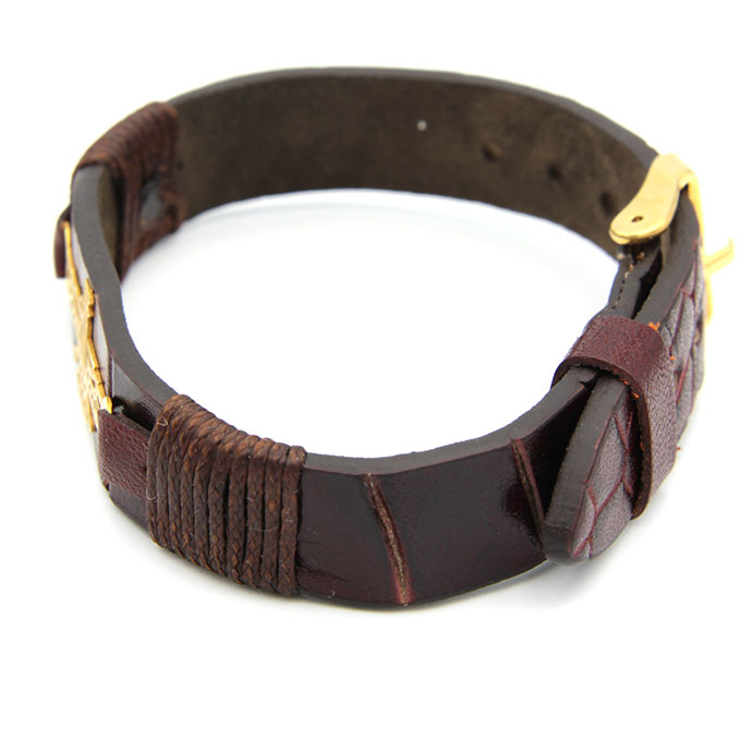 دستبند چرم وطلامردانه مدل فروهر -کد 0611.1.10.2.12.02