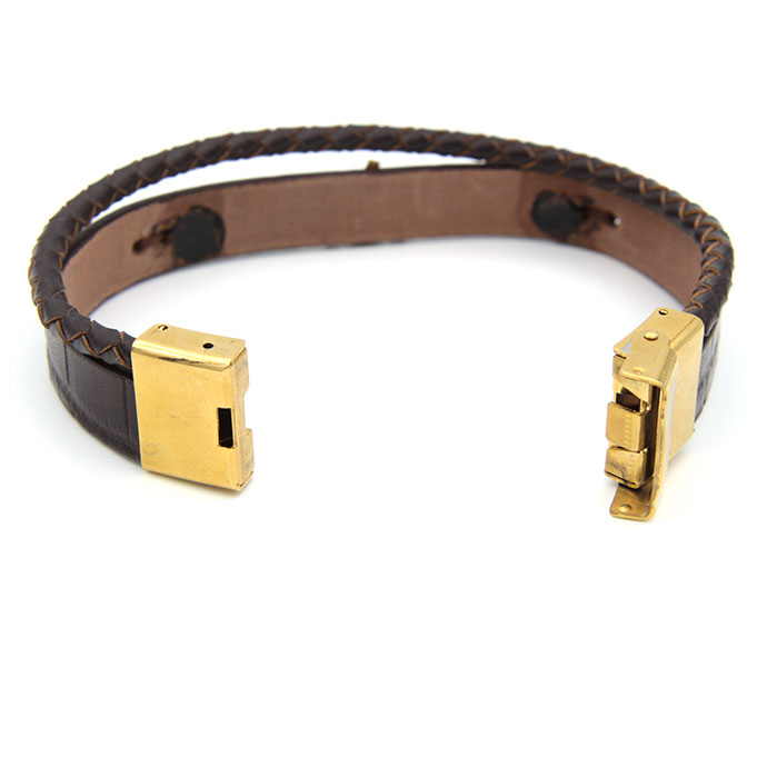 دستبند چرم وطلا -مدل فروهر -کد0611.1.10.3.16.01