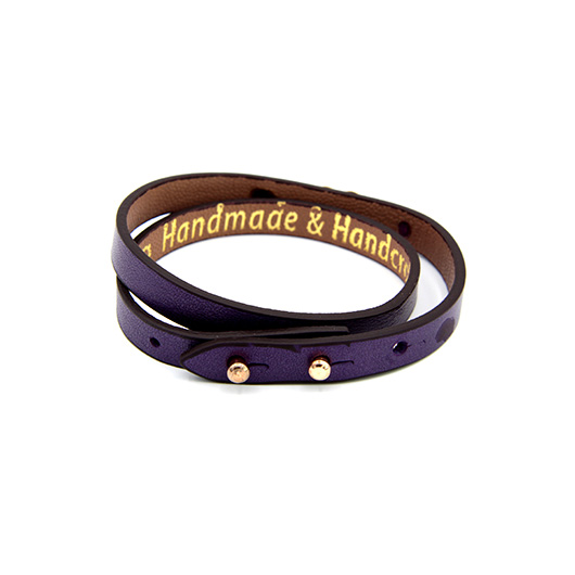 دستبند چرم و طلا- 2 دور رنگی -کد 0611.1.9.0.4.04