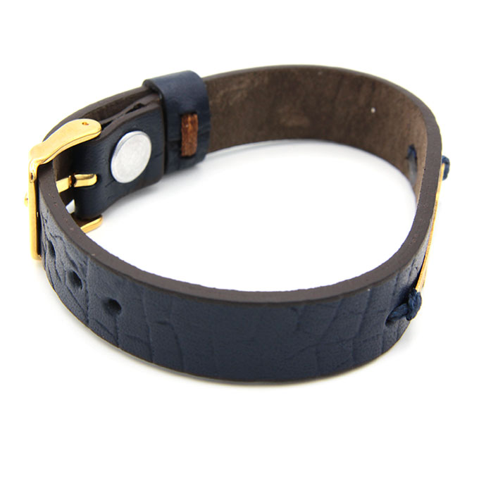 دستبند چرم وطلا - مدل فروهر -کد 0611.1.10.2.11.01