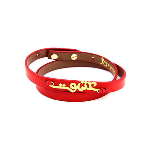 دستبندچرم و طلا- 2 دور رنگی -کد 0611.1.9.0.1.07