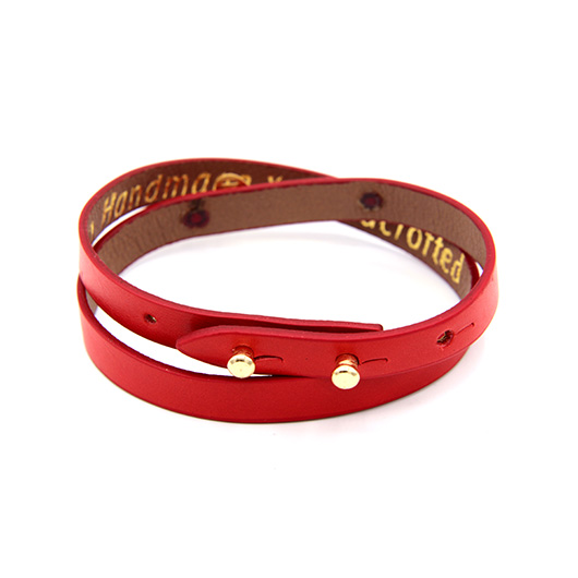 دستبند چرم و طلا- 2 دور رنگی -کد 0611.1.9.0.1.05